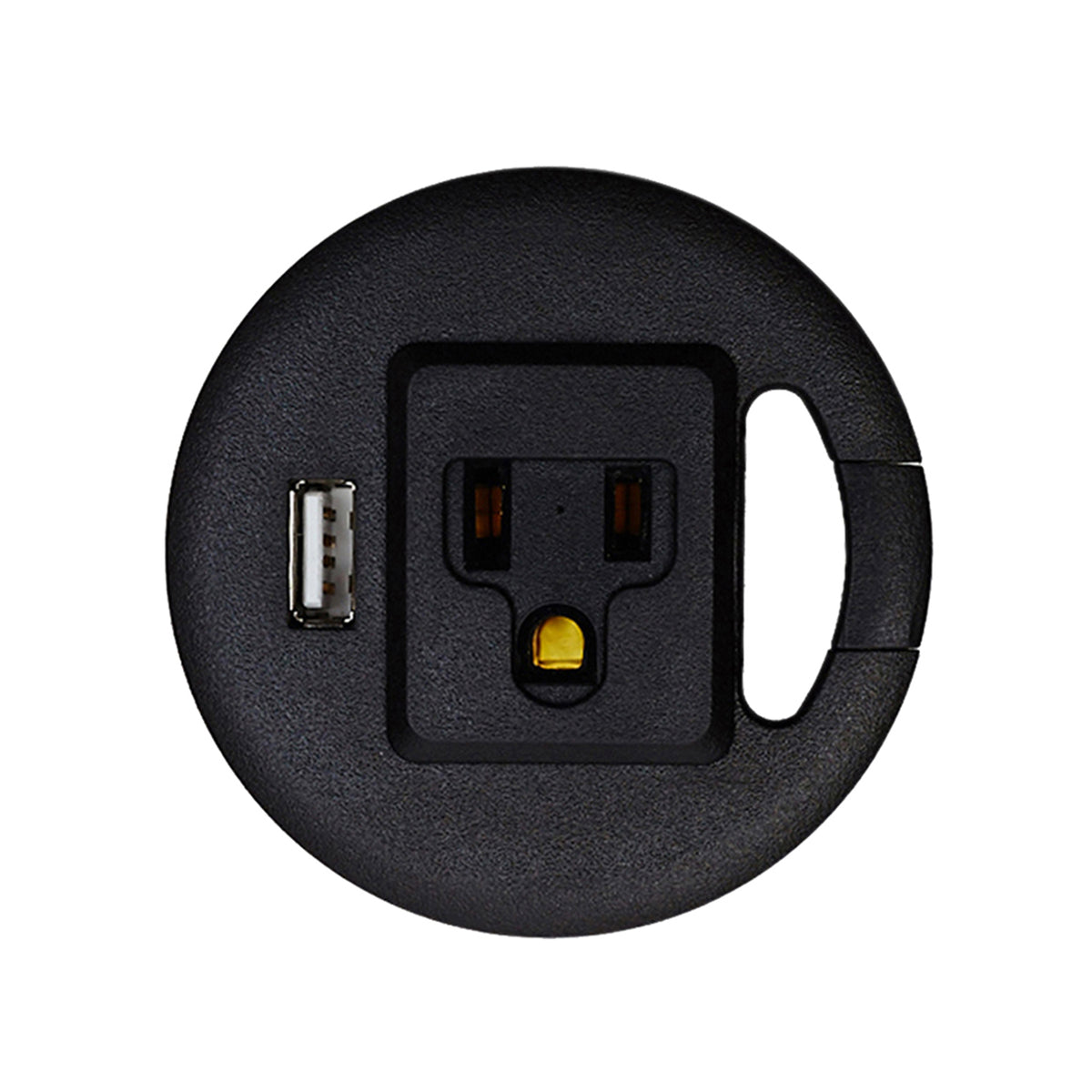 Table Top Power &amp; USB Grommet Hole Adapter, Black